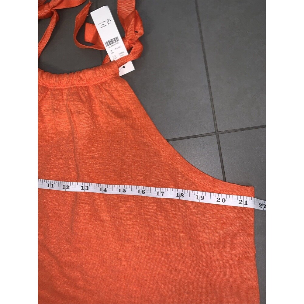 J.CREW Orange Linen Blend Tie Shoulder Halter Tank Top Medium NWT - Picture 8 of 10